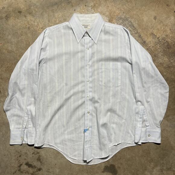 Vintage 70s Arrow Kent Blue/White Striped Shirt - Picture 1 of 3